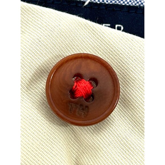 Tommy Hilfiger Men’s Shorts 36 Khaki Beige Golf Casual Zip Button Logo Chino - Picture 10 of 11